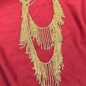 Natasha Double-Strand Gold-Tone Fringe Necklace
